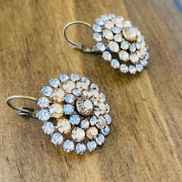 Liz Palacios Florette Leverback Earrings Made With Swarovski Crystals Brass Tone - Picture 5 of 10